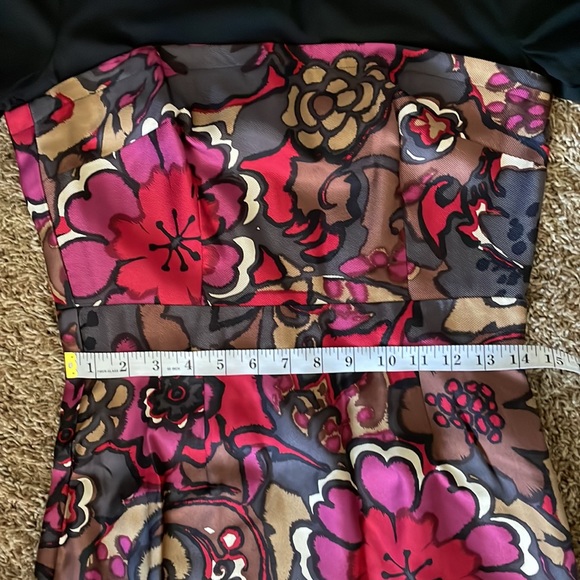 Trina Turk Silk Floral Black Red Purple Long Sleeve Dress Size 6 - Picture 15 of 16